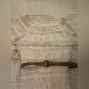 Candie’s Girl’s Sz L Cream Boho Retro Western Inspired Midi Dress W/ Brown Belt